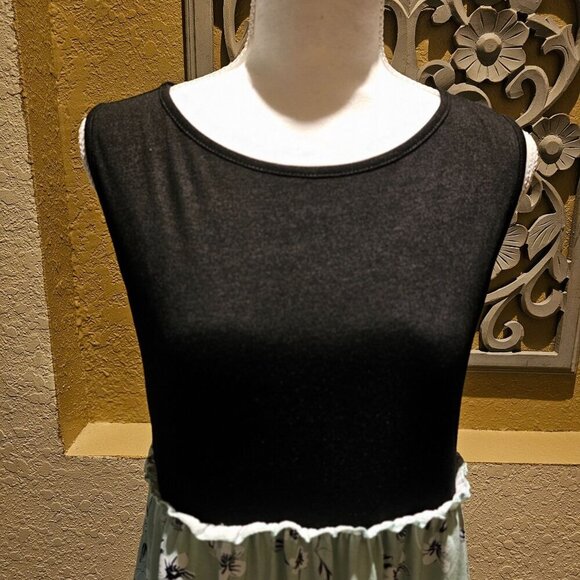 Womans Small Summer Dress Ditsy Floral Patchwork  Swing Silhouette Color Block - Picture 4 of 8